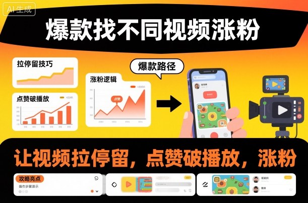 爆款找不同视频涨粉，让视频拉停留，实现点赞，破播放，涨粉-51云资源