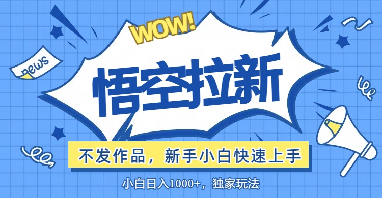 (12243期)悟空拉新最新玩法,无需作品暴力出单,小白快速上手-51云资源