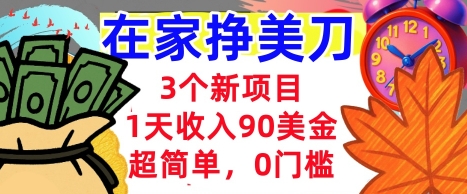 3个新项目，1天收入90美刀，超简单，0门槛，在家挣美刀的首选-51云资源