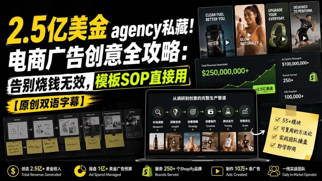 2.5亿美金agency私藏!电商广告创意全攻略:告别烧钱无效,模板SOP直接用【原创双语字幕】-51云资源