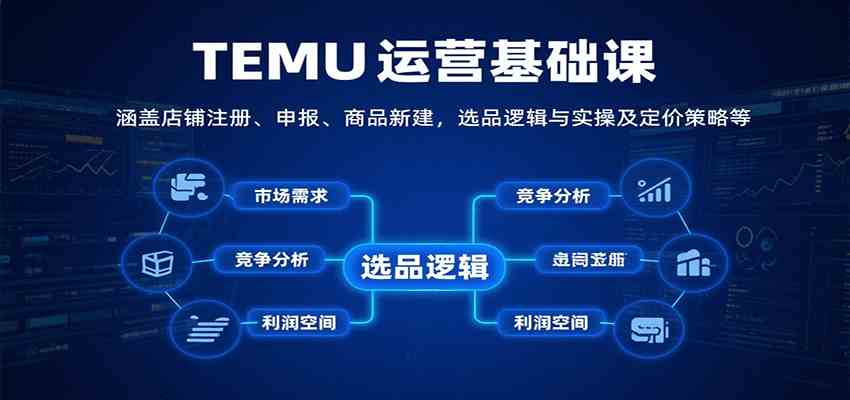 TEMU运营基础课:涵盖店铺注册、申报、商品新建,选品逻辑与实操及定价策略等