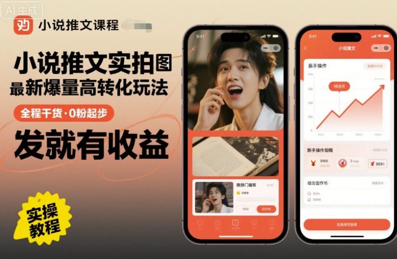 小说推文实拍双图文最新爆量高转化玩法,全程干货,0粉起步,发就有收益-51云资源