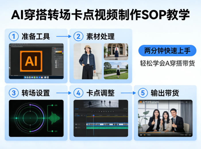 AI穿搭转场卡点视频制作SOP教学，两分钟快速上手，轻松学会AI穿搭带货-51云资源