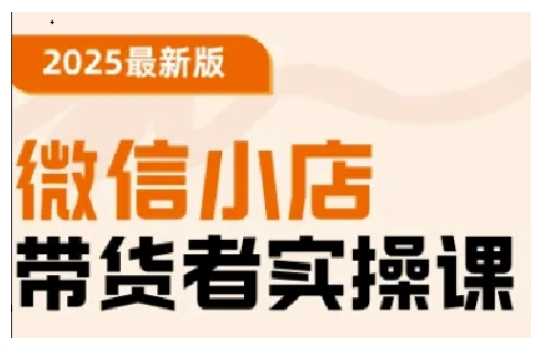 2025最新版微信小店带货者实操课,基础操作到高级运营技巧,快速上手-51云资源