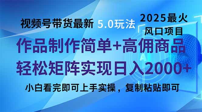 （14191期）视频号带货最新5.0玩法，作品制作简单，当天起号，复制粘贴，轻松矩阵…-51云资源
