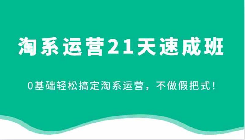 淘系运营21天速成班，0基础轻松搞定淘系运营，不做假把式！-51云资源