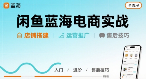 闲鱼蓝海电商实战,店铺搭建运营售后全流程-51云资源
