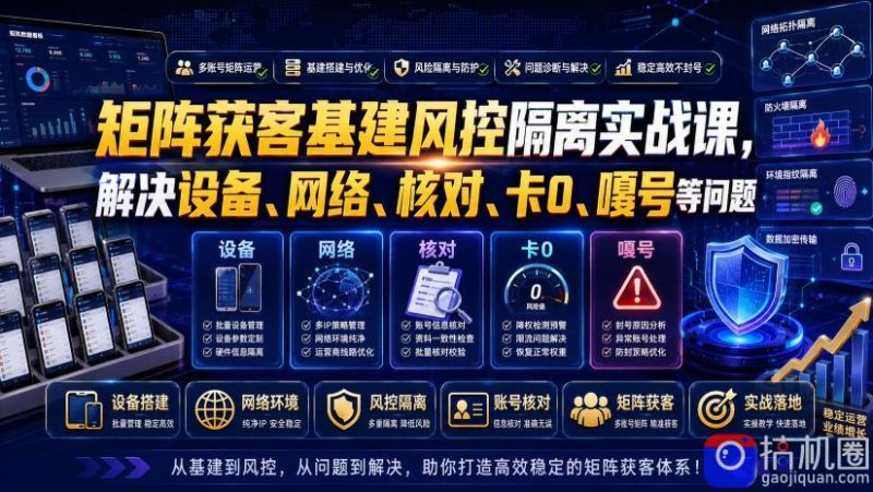 矩阵获客基建风控隔离实战课,解决设备、网络、核对、卡0、嘎号等问题-51云资源