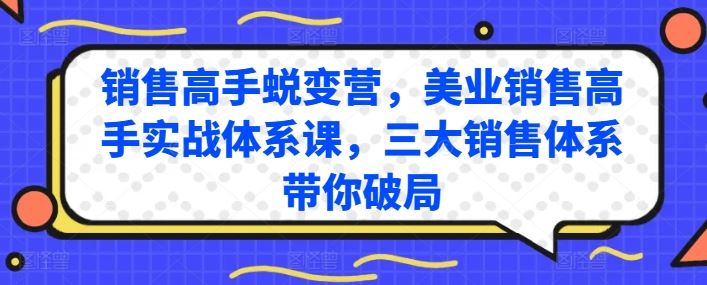 销售高手蜕变营,美业销售高手实战体系课,三大销售体系带你破局-51云资源
