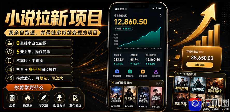 抖音及多平台小说拉新项目：我亲自跑通并持续带徒弟实操｜0基础小白5天上手快速变现-51云资源