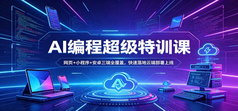 AI编程超级特训课：网页 小程序 安卓三端全覆盖，快速落地云端部署上线-51云资源