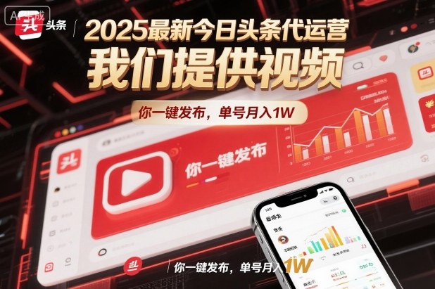 2025最新今日头条代运营，我们提供视频，你一键发布，单号月入1W【揭秘】-51云资源