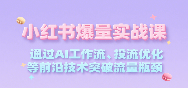小红书爆量实战课,通过AI工作流、投流优化等前沿技术突破流量瓶颈-51云资源