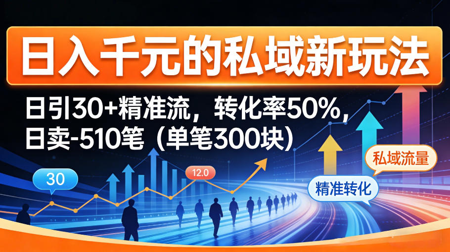 日入千米的私域新玩法：日引30＋精准流，转化率50%，日卖5-10笔（单笔300米）-51云资源