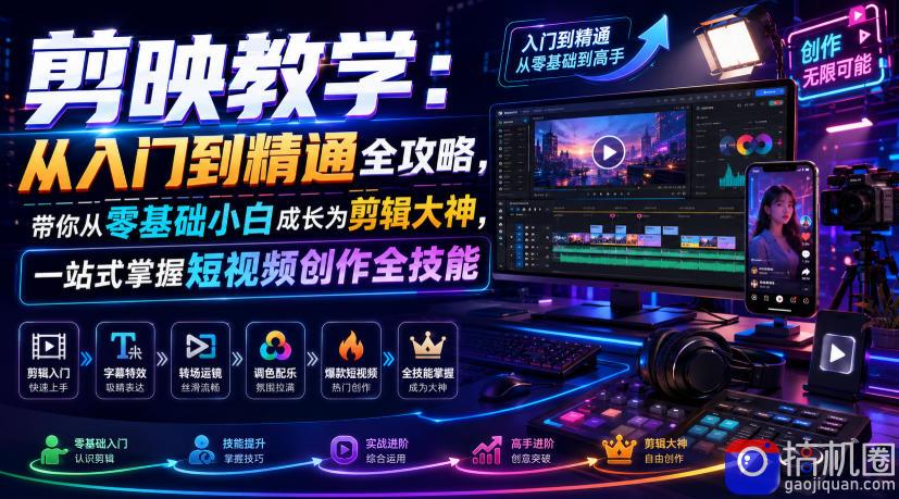 剪映教学:从入门到精通全攻略,带你从零基础小白成长为剪辑大神,一站式掌握短视频创作全技能