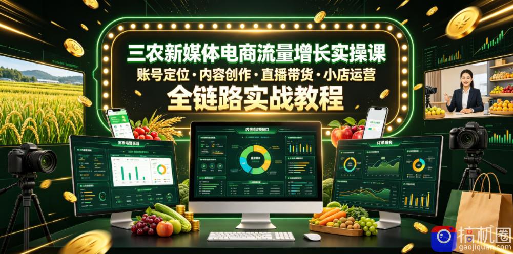 三农新媒体电商流量增长实操课，账号定位・内容创作・直播带货・小店运营，全链路实战教程-51云资源