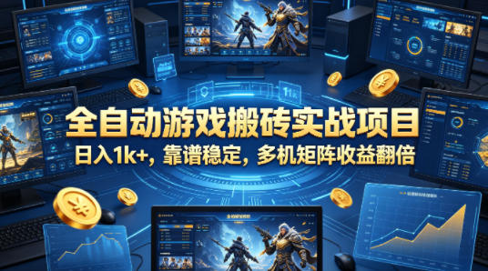 全自动游戏搬砖实战项目，日入1k ，靠谱稳定，多机矩阵收益翻倍【揭秘】-51云资源