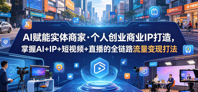 AI赋能实体商家·个人创业商业IP打造,掌握AI+IP+短视频+直播的全链路流量变现打法