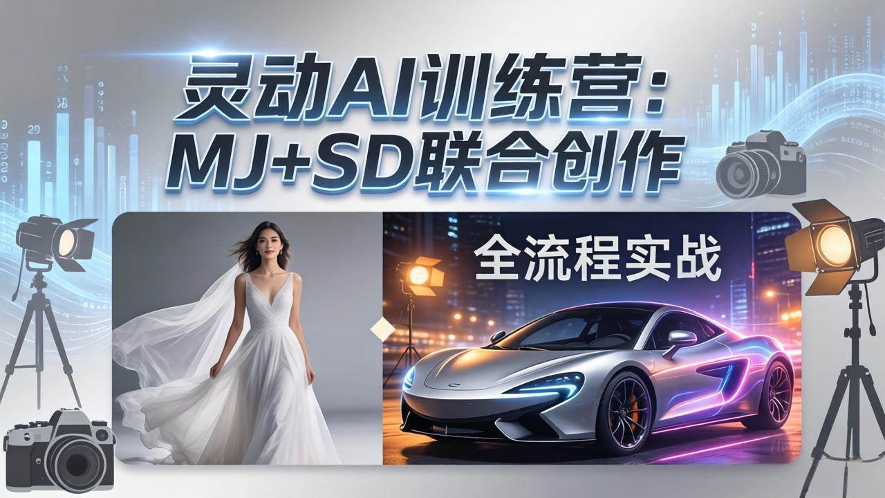 (17795期)灵动AI训练营-3.0课程:MJ SD联合创作,从婚纱大片到汽车广告,摄影后期全流程实战