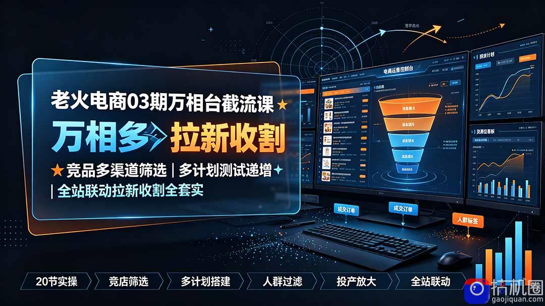 老火电商03期万相台截流课：竞品多渠道筛选｜多计划测试递增｜全站联动拉新收割全套实操教学