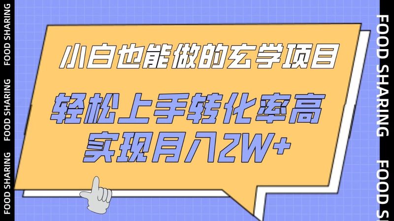 小白也能做的玄学项目，轻松上手转化率高，实现月入2W-51云资源