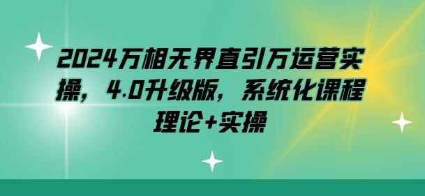 2024万相无界直引万运营实操,4.0升级版,系统化课程 理论 实操