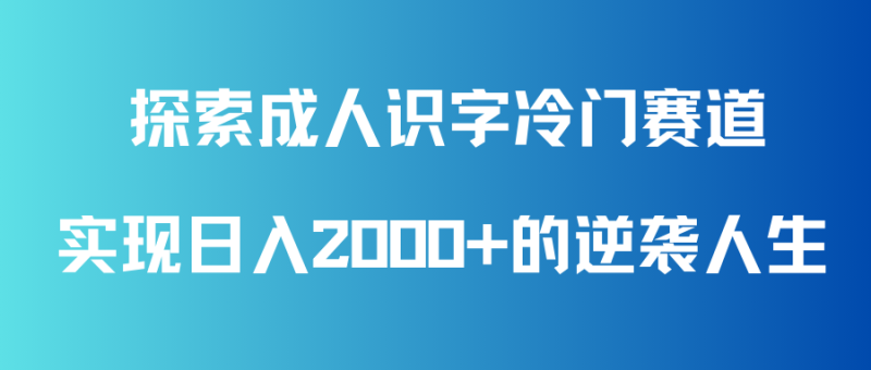 探索成人识字冷门赛道,实现日入2000 的逆袭人生!-51云资源