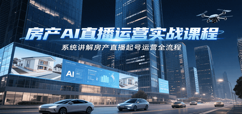 房产AI直播运营实战课程,系统讲解房产直播起号运营全流程
