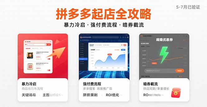 (15670期)拼多多起店全攻略,暴力冷启,强付费流程,暗券截流,5-7月已验证的方法-51云资源