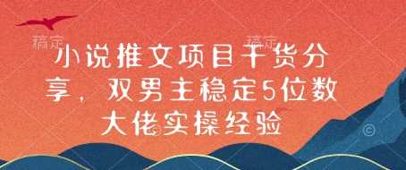 小说推文项目干货分享，双男主稳定5位数大佬实操经验-51云资源