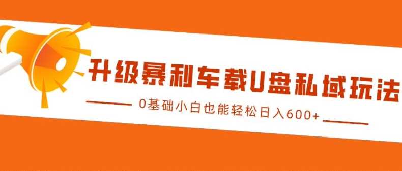 升级暴利车载U盘私域玩法,0基础小白也能轻松日入多张【揭秘】-51云资源