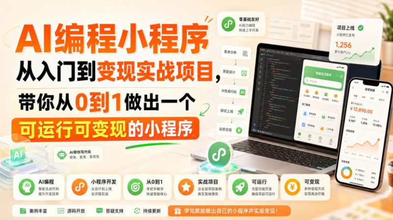 AI编程小程序从入门到变现实战项目,带你从0到1做出一个可运行可变现的小程序-51云资源