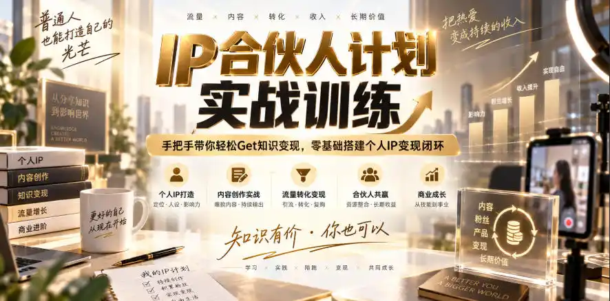 IP合伙人计划实战训练，手把手带你轻松Get知识变现，零基础搭建个人IP变现闭环(更新260908)-51云资源