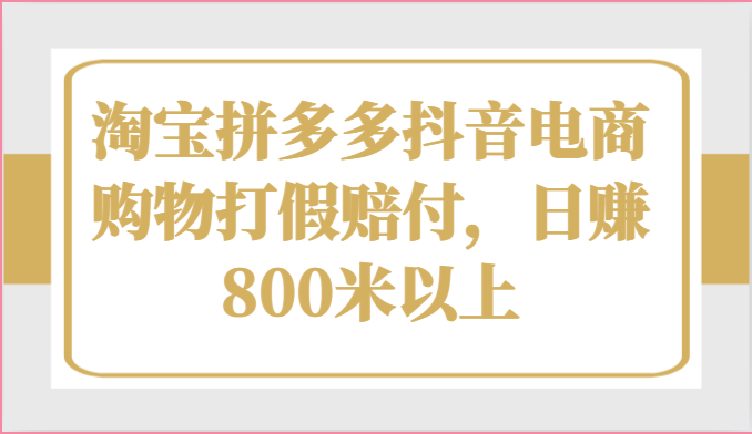 淘宝拼多多抖音电商购物打假赔付，日赚800米以上-51云资源