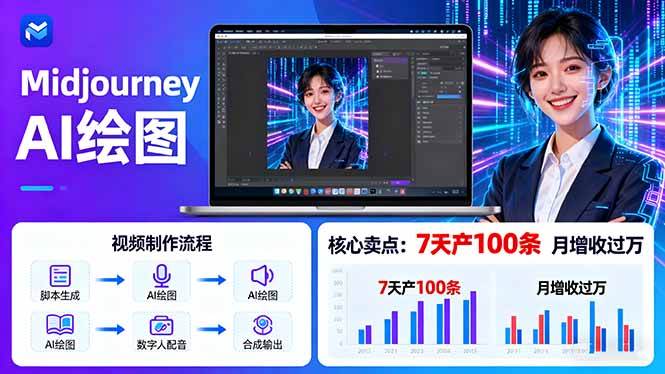 （16049期）AI绘图照片开口说话视频制作：Midjourney 数字人，7天产100条月增收过万-51云资源