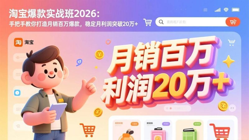 (17401期)淘宝爆款实战班-2026年2月更新:手把手教你打造月销百万爆款,稳定月利润突破20万-51云资源