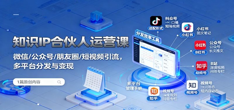 知识IP合伙人运营课：微信/公众号/朋友圈/短视频引流，多平台分发与变现-51云资源