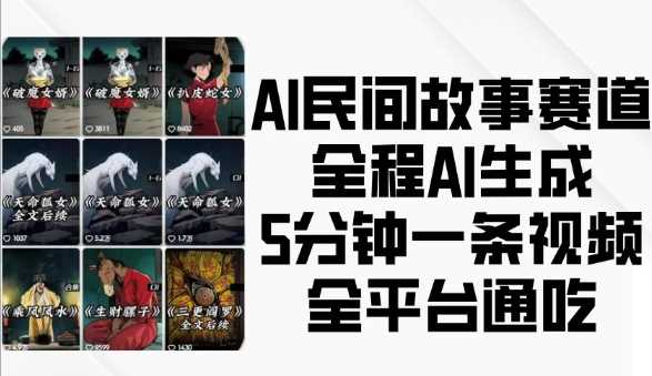 AI民间故事赛道，全程AI生成5分钟一条视频，全平台通吃-51云资源