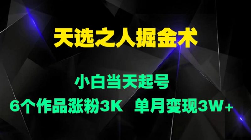 天选之人掘金术,小白当天起号,6个作品涨粉3000-51云资源