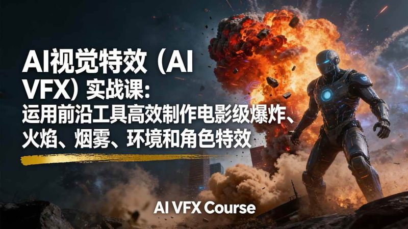 (17212期)AI视觉特效(AI VFX)实战课:运用前沿工具高效制作电影级爆炸、火焰、烟雾、环境和角色特效-51云资源