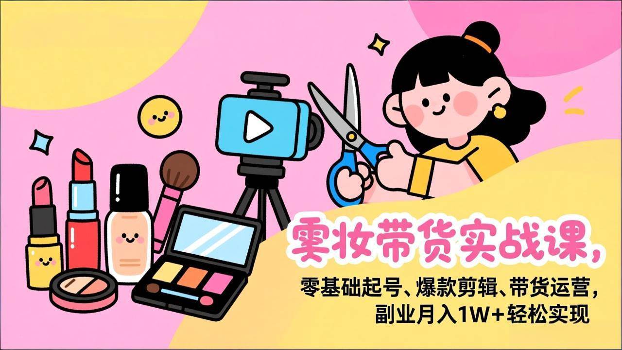 (17189期)美妆带货实战课,零基础起号、爆款剪辑、带货运营,副业月入1W 轻松实现