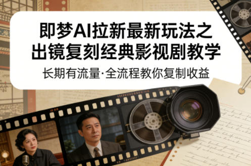 即梦AI拉新最新玩法之出镜复刻经典影视剧教学，长期有流量，全流程教你复制收益-51云资源