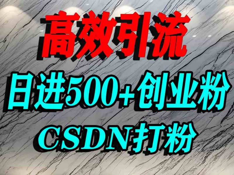 怎么打创业粉？CSDN又一个你不知道的打粉引流神秘平台，单人日引500 精准流量-51云资源