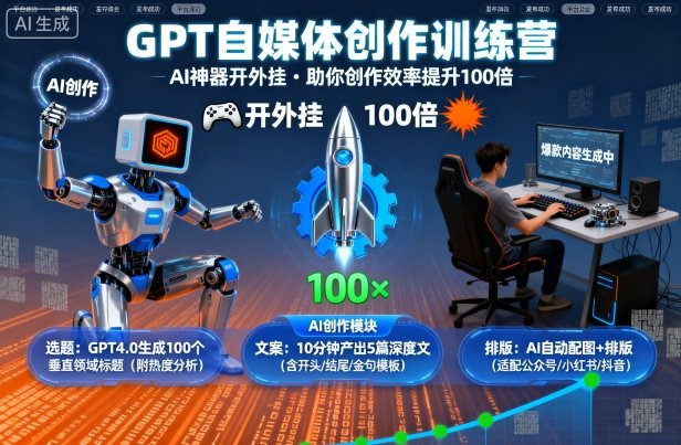 GPT自媒体创作训练营：AI神器开外挂，助你创作效率提升100倍-51云资源