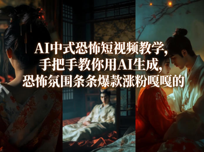 AI中式恐怖短视频教学，手把手教你用AI生成，恐怖氛围条条爆款涨粉嘎嘎的-51云资源
