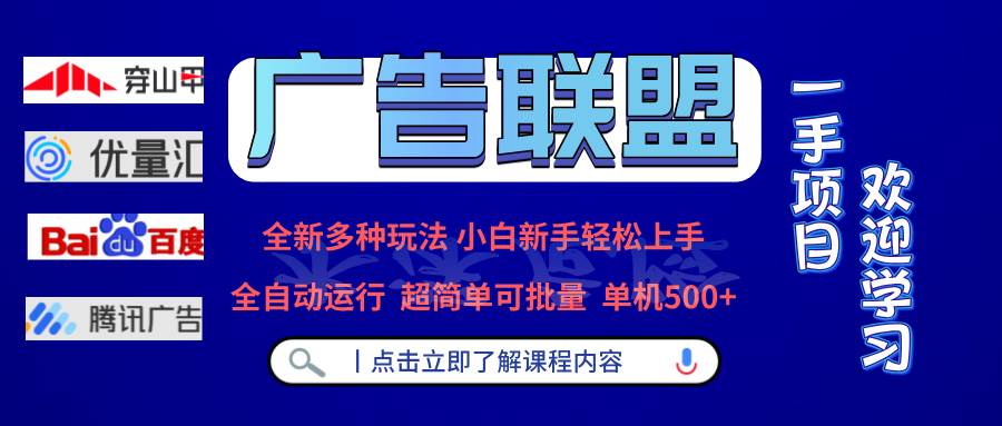 （13258期）广告联盟 全新多种玩法 单机500  全自动运行 可批量运行-51云资源