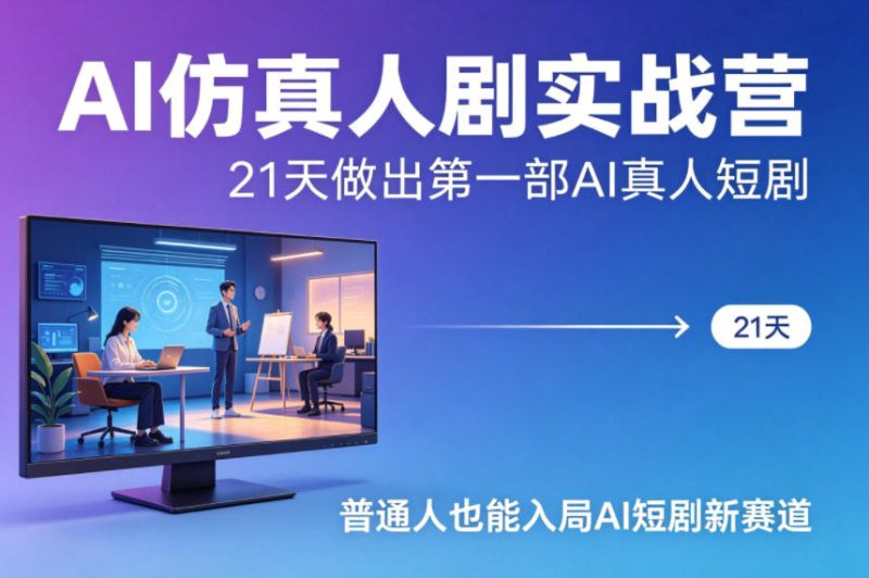 AI仿真人剧实战营,21天做出第一部AI真人短剧,普通人也能入局AI短剧新赛道(更新)-51云资源