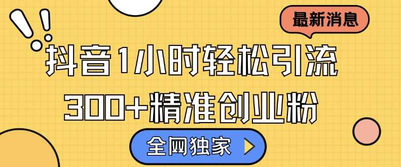 全网独家抖音引流,轻松日引300 精准创业粉【揭秘】-51云资源