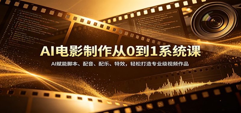 AI电影制作从0到1系统课：AI赋能脚本、配音、配乐、特效，轻松打造专业级视频作品-51云资源