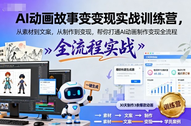 AI动画故事变现实战训练营，从素材到文案，从制作到变现，帮你打通AI动画制作变现全流程-51云资源